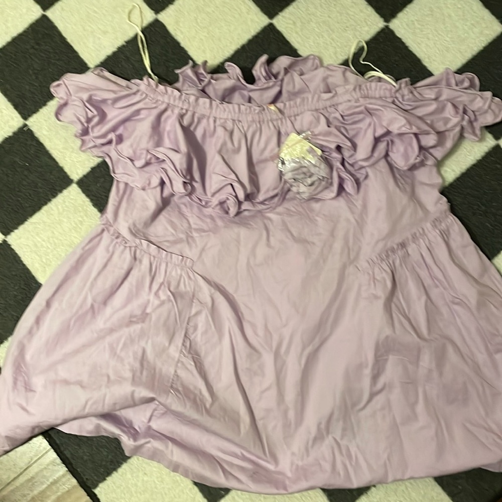 Free People Lilac Ruffle Mini Dress